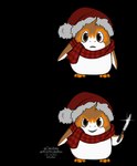 brown_eyes christmas_clothing christmas_headwear clothing dialogue feet hat headgear headwear holding_knife holding_object holidays knife looking_at_viewer santa_hat scarf simple_background solo talking_to_viewer text toes transparent_background kittydee christmas star_wars porg 2021 alpha_channel dated digital_media_(artwork) english_text hi_res