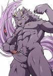 anthro balls erection flexing foreskin genitals horn humanoid_genitalia humanoid_penis male muscular muscular_anthro muscular_male nipples penis pubes retracted_foreskin simple_background solo white_background lontaring lifewonders tokyo_afterschool_summoners bathym_(tas) canid canine canis demon mammal wolf 2018 hi_res