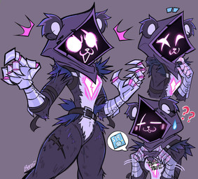 anthro belt female fur hood metal_claws purple_body purple_fur shadow_face solo beezii epic_games fortnite raven_team_leader bear mammal alternate_version_at_paywall hi_res