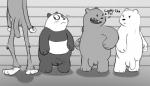 anthro balls dialogue erection genitals group long_penis male male/male penis text unknown_artist cartoon_network we_bare_bears charlie_(we_bare_bears) grizzly_(we_bare_bears) ice_bear_(we_bare_bears) panda_(we_bare_bears) bear brown_bear giant_panda grizzly_bear mammal polar_bear sasquatch ursine english_text hi_res