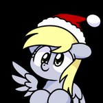 blonde_hair christmas_clothing christmas_headwear clothing derp_eyes female feral grey_body hair hat headgear headwear holidays santa_hat solo wings yellow_eyes sugar_morning christmas friendship_is_magic hasbro my_little_pony mythology derpy_hooves_(mlp) equid equine mammal mythological_creature mythological_equine pegasus 1:1 animated low_res short_playtime