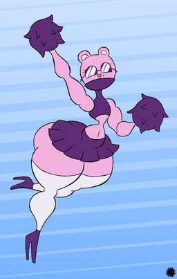 anthro big_butt bottom_heavy bottomwear butt cheerleader cheerleader_outfit clothed clothing covered_mouth crop_top crossdressing curvy_figure eyelashes eyewear femboy footwear fur heart_nose heart_symbol high_heels jumping knee_highs knee_socks legwear logo male markings midriff mole_(marking) navel pink_body pink_fur pom_poms shirt shoes side_butt skirt small_waist socks solo sunglasses sweater text thick_thighs topwear turtleneck wide_hips thatdawgmurray happy_tree_friends the_mole_(htf) eulipotyphlan mammal mole_(animal) aliasing artist_logo artist_name digital_media_(artwork) hi_res signature