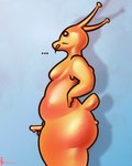 antennae_(anatomy) anthro belly big_butt butt cleft_tail curvy_anthro curvy_figure curvy_male erection genitals glistening glistening_body hands_on_sides male moobs oozing orange_body penis pose presenting presenting_penis slime solo tail thick_thighs voluptuous wide_hips torartlol blob_creature gastropod goo_creature hybrid lagomorph leporid mammal mollusk rabbit slug absurd_res hi_res