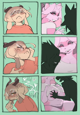 anthro breast_grab breasts cuckold duo eyewear female glasses hand_on_breast horn male male/female silhouette simple_background imaaahorny jasper_(ntr_throwaway) naomi_(ntr_throwaway) zeph_(imaaahorny) bovid canid canine caprine fox mammal true_fox comic story