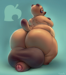 anthro balls big_balls big_butt blue_eyes butt foreskin genitals half-closed_eyes huge_balls huge_butt humanoid_genitalia humanoid_penis hyper hyper_balls hyper_genitalia looking_at_viewer male narrowed_eyes nude obese obese_anthro obese_male overweight overweight_anthro overweight_male penis penis_backwards sitting_on_balls sitting_on_own_balls solo thick_thighs wide_hips yumelle animal_crossing nintendo tom_nook_(animal_crossing) canid canine mammal raccoon_dog tanuki 2020 hi_res
