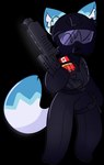 :3 absurd_res alpha_channel anthro arctic_fox black_bodysuit black_clothing black_skinsuit blue_body blue_ear_tips blue_ears blue_eyes blue_fur blue_tail blue_tail_tip bodysuit canada canadian_flag canid canine clothing dipstick_tail fox fur gas_mask girly gun hi_res ichbinturkisch knife male mammal markings mask military naidru nose_markings patch_(fabric) ranged_weapon shell_(projectile) shotgun shotgun_shell skinsuit skinsuit_bodysuit solo spas-12 tactical_belt tactical_bodysuit tactical_gear tail tail_markings tight_clothing topwear true_fox vest weapon wearing_mask white_body white_fur white_tail