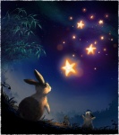 ambiguous_gender detailed_background duo_focus feral fisheye_lens group leem2112 outside sky star starry_sky r-e-i lagomorph leporid mammal rabbit digital_media_(artwork) digital_painting_(artwork)