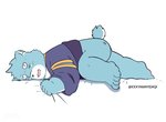 anthro blue_body blue_fur blush butt clothing fur humanoid_hands male shirt simple_background solo topwear white_background white_body white_fur young young_anthro xxxyamayidaqi bonasiah full_attack sophring_hao bear mammal 2020 hi_res