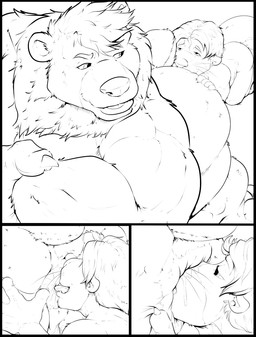 anal anthro anus big_anus black_border border butt claws duo fur hair kneeling larger_male looking_at_another looking_back looking_back_at_another male male/male membrane_(anatomy) muzzle_in_anus oral otter_tail puffy_anus raised_tail rimming rimming_male scut_tail sex short_tail size_difference smile spread_butt spreading tail teeth tongue webbed_hands whiskers pandottermon bear mammal mustelid otter black_and_white comic hi_res monochrome