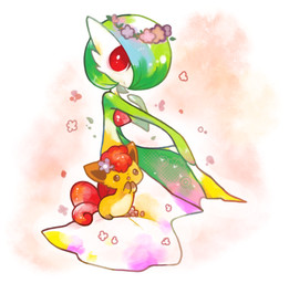 accessory ambiguous_gender brown_body brown_eyes brown_fur brown_inner_ear brown_markings chest_spike curled_tail duo facial_tuft feral flower flower_crown flower_in_hair fur gloves_(marking) green_body green_hair green_markings hair hair_accessory hand_on_face leaf leg_markings markings multi_tail multicolored_body multicolored_fur open_mouth plant red_body red_eyes red_fur red_hair red_tail sitting smile socks_(marking) spikes spikes_(anatomy) tail tan_body tan_fur tuft white_body white_fur white_markings michi_runi nintendo pokemon canid canine gardevoir generation_1_pokemon generation_3_pokemon humanoid mammal pokemon_(species) vulpix