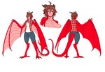 ahoge big_breasts black_claws black_horn black_talons bottomwear breasts brown_eyes brown_hair claws cleavage clothed clothing cutoffs denim denim_bottomwear denim_clothing digitigrade dragon_tail dragon_wings feet female hair horn humanoid_pointy_ears jewelry necklace pupils red_body red_clothing red_scales red_shirt red_topwear scales shirt short_hair shorts simple_background sleeveless_shirt slit_pupils solo tail talons tank_top toes topwear white_background wings madiblitz european_mythology mythology animal_humanoid dragon dragon_humanoid humanoid mythological_creature mythological_scalie scalie scalie_humanoid western_dragon wyvern wyvern_humanoid hi_res