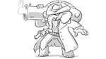 anthro boots clothed clothing cowboy_hat footwear fully_clothed gloves gun handwear hat headgear headwear male ranged_weapon scar shoes solo spurs weapon drawfee nathan_yaffe drawfee_(copyright) elephant elephantid mammal proboscidean 16:9 absurd_res hi_res monochrome sketch widescreen