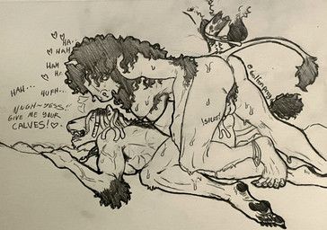 anklet anthro arm_tuft armpit_hair backsack balls bodily_fluids body_hair butt cum cum_drip cum_in_vagina cum_inside cum_on_penis curly_hair doggystyle dreadlocks dripping duo elbow_tuft feet female female_penetrated from_behind_position genital_fluids genitals gynomorph gynomorph/female gynomorph_penetrating gynomorph_penetrating_female hair heart_symbol horn humanoid_feet humanoid_genitalia humanoid_penis impregnation_request intersex intersex/female intersex_penetrating intersex_penetrating_female jewelry mane muscular muscular_female pawpads penetration penile penile_penetration penis penis_in_vagina plantigrade predator/prey predator_penetrated prey_penetrating_predator sex sweat sweatdrop text tuft vaginal vaginal_penetration vein veiny_muscles elderflowerhex aurora_(makoyino) juniper_(makoyino) bison bovid bovine buffalo felid lion mammal pantherine absurd_res english_text hi_res trans_(lore) trans_woman_(lore)