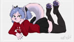 4_toes anthro clothed clothing feet female fingers hair looking_at_viewer pawpads solo toes catblue01 rockary noelly_(carlomexico) canid canine canis domestic_cat domestic_dog felid feline felis mammal 2021 2d_animation animated digital_media_(artwork) hi_res high_framerate motion_tweening no_sound short_playtime source_request webm