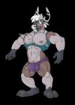 abs anthro antlers areola biceps big_biceps big_bulge big_muscles big_pecs biped blush bodily_fluids body_hair bottomwear brown_body brown_skin bulge chest_hair chest_tuft clothing cum cum_drip cum_in_clothing cum_through_clothing detailed_bulge dripping erect_nipples eyebrows genital_fluids genital_outline genitals green_eyes grey_body grey_horn grey_skin growth hair half-erect hooves horn huge_muscles male multicolored_body multicolored_skin muscle_growth muscular muscular_anthro muscular_arms muscular_legs muscular_male navel nipples open_mouth pecs penis penis_base penis_outline pink_nipples pink_penis pink_tongue pose purple_bottomwear purple_clothing shirt simple_background snout solo standing tank_top teal_clothing teal_topwear teeth thick_thighs tight_clothing tongue topwear torn_clothing transformation tuft vein veiny_muscles veiny_penis wet wet_clothing white_body white_hair white_skin mnty mnty_(character) deer mammal new_world_deer reindeer 2016 absurd_res alpha_channel digital_media_(artwork) full-length_portrait hi_res portrait