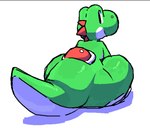 anthro countershading green_body looking_back male red_shell shell simple_background sitting smile solo tail white_background white_body amphlow mario_bros nintendo yoshi_(character) scalie yoshi 2023 icon