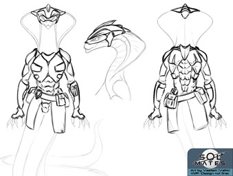 anthro apode armor claws clothed clothing female headgear helmet legless police police_officer police_uniform pouch_(clothing) pupils scales serpentine slit_pupils snake_hood solo uniform visor vstlm sol_mates twist_(sol_mates) draconcopode naga najani_(sol_mates) reptile scalie snake model_sheet monochrome sketch