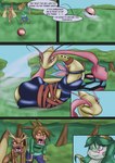 dialogue duo female female/female feral dyriuck_kaos nintendo pokemon generation_3_pokemon generation_4_pokemon generation_5_pokemon human lopunny mammal milotic pokemon_(species) serperior comic hi_res