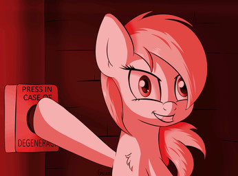 big_eyes blonde_hair blue_eyes blue_pupils emergency eyelashes female feral fur grin hair iris looking_at_viewer pupils pushbutton pushing smile solo teeth text wall_(structure) what_has_magic_done white_body white_fur epilepsy_warning gsuus_(artist) hasbro my_little_pony aryanne_(character) fan_character earth_pony equid equine horse mammal pony 2_frame_animation animated english_text hi_res