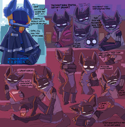 alcohol anthro armor beverage blush body_armor clothed clothing coat cybernetic_arm cybernetic_face cybernetic_leg cybernetic_limb cybernetics dialogue fangs female flat_chested fur genitals hand_holding long_tail looking_at_viewer lying machine neck_tuft nude on_front open_mouth sitting smile solo tail teeth text thin_calves thin_legs thin_thighs topwear tuft uniform vulva virteil kirsken_(virteil) android cyborg mammal robot synth_(virteil) digital_media_(artwork) english_text hi_res
