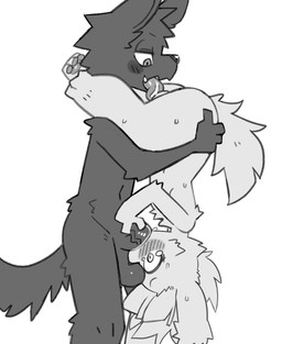 69_position anthro anthro_on_anthro anthro_penetrated anthro_penetrating anthro_penetrating_anthro balls biped blush blush_lines bodily_fluids carrying_another carrying_partner constricted_pupils cunnilingus cute_fangs duo fangs feet fellatio female female_anthro female_on_anthro female_penetrated genitals half-closed_eyes hindpaw large_penetration looking_at_genitalia male male/female male_anthro male_on_anthro male_penetrating male_penetrating_female narrowed_eyes nude nude_anthro nude_female nude_male oral oral_penetration paws penetration penile penile_penetration penis penis_in_mouth plantigrade pupils sex side_view simple_background slim slim_anthro slim_female slim_male small_pupils standing standing_69_position standing_sex tail tears teeth tongue upside_down vaginal vein veiny_penis white_background pizademokttero nifram_logan canid canine canis mammal wolf 2026 digital_drawing_(artwork) digital_media_(artwork) greyscale hi_res monochrome
