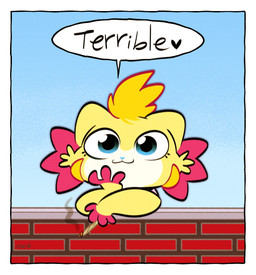 anthro blonde_hair blue_eyes blue_nose border brick brick_wall dialogue female female_anthro hair holding_marijuana marijuana_blunt pose smile solo talking_to_self text wall_(structure) white_border yellow_body vaporotem vap_(vaporotem) canid canine canis domestic_dog mammal 2025 colored detailed digital_drawing_(artwork) digital_media_(artwork) english_text hi_res reaction_image shaded
