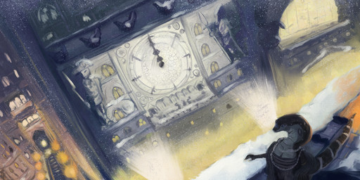 anthro biped black_body blue_eyes breasts city cityscape clock clothed clothing detailed_background dutch_angle female fingers fully_clothed glowing high-angle_view jewelry long_tail necklace night outside railway_track rooftop sculpture snake_hood snow snowing solo spotlight_beam statue street tail white_sclera window winter leprzil laura_(leprzil) cobra reptile scalie snake 2025 2:1 digital_media_(artwork) digital_painting_(artwork) hi_res painting_(artwork)