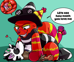 animal_mask anthro black_hair bound clothing diaper duo encasement erection eyewear footwear fox_mask goggles hair holding_down hoodie human_to_anthro identity_change inside_suit latex latex_transformation looking_down looking_down_at_partner male male/male mask on_another pinata pinata_transformation plushie pull-ups_(diaper) rubbing_diaper shirt shoes sinister_smile slightly_chubby species_transformation text topwear traffic_cone transformation kastmi converse casio_(jeremiahs) fiesto_(jeremiahs) jeremiah_(jeremiahs) kastmi_(character) animate_inanimate domestic_cat felid feline felis human living_pinata living_plushie mammal skullcat_(species) absurd_res english_text hi_res