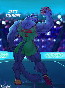 anthro back_muscles ball basketball_(ball) basketball_court basketball_uniform biceps big_butt big_muscles bottomwear butt calf_muscles clothed clothing deltoids eyelashes female footwear fur half-closed_eyes holding_ball holding_object looking_at_viewer looking_back melanistic muscular muscular_anthro muscular_female narrowed_eyes rear_view roarball_(ball) shirt shoes shorts smile solo sportswear standing tail tank_top text text_on_clothing text_on_topwear thick_thighs topwear trapezius triceps uniform whiskers dokipaw goat_(movie) sony_corporation sony_pictures jett_fillmore felid leopard mammal pantherine digital_media_(artwork) hi_res