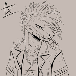 alternative_fashion ambiguous_gender anthro chain clothed clothing jacket mohawk punk solo topwear azurian reptile scalie snake 1:1 absurd_res bust_portrait hi_res portrait sketch