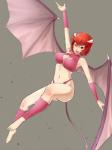 barefoot breasts feet female fingernails hair horn long_fingernails looking_at_viewer membrane_(anatomy) membranous_wings nails navel not_furry open_mouth red_eyes red_hair short_hair smile solo spade_tail tail wings tkln monster_rancher tecmo demon humanoid pixie pixie_(monster_rancher)