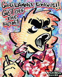 aloha_shirt anthro cigarette clothing dialogue fangs floppy_ears fur half-closed_eyes male narrowed_eyes pattern_clothing pattern_shirt pattern_topwear shirt smoking_tobacco solo teeth text topwear yelling yellow_body yellow_fur rawdawgcomics stahli_(rawdawgcomics) bird_dog canid canine canis domestic_dog golden_retriever hunting_dog mammal retriever 4:5 english_text hi_res