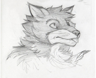 anthro blep cheek_tuft facial_tuft fangs looking_up male mouth_closed neck_tuft simple_background solo teeth tongue tongue_out tuft whiskers crazydrak canid canine fox mammal 2018 bust_portrait dated monochrome portrait signature sketch traditional_media_(artwork)