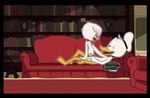 age_difference emo_haircut female female_on_top flat_chested furniture library male nipples on_top sex sofa young young_female nightcox disney ducktales ducktales_(2017) donald_duck lena_(ducktales) anatid anseriform avian bird duck comic hi_res