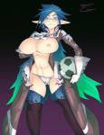 athletic athletic_female athletic_humanoid ball big_breasts blue_hair breasts clothed clothing crossgender eyewear female front_view glasses gloves hair handwear holding_ball holding_object lipstick makeup nipples not_furry panties partially_clothed soccer soccer_ball solo sport standing thigh_gap underwear wet wet_clothing wet_panties wet_underwear necrosmos magnus elf humanoid digital_media_(artwork) hi_res shaded