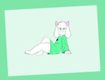 anthro clothing eyewear fur glasses horn male paws pink_eyes pink_horn robe simple_background sitting solo white_body white_fur cappuchino deltarune undertale_(series) ralsei absurd_res hi_res