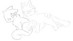 ambiguous_gender duo female feral fur mouth_closed open_mouth sad simple_background tail white_background bloowolfy warriors_(book_series) fallen_leaves_(warriors) hollyleaf_(warriors) domestic_cat felid feline felis ghost mammal spirit 2024 greyscale monochrome sketch