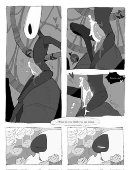 anthro anthro_on_feral arthropod_abdomen arthropod_abdomen_genitalia arthropod_abdomen_penis bestiality biped black_body bodily_fluids cum cum_drip cum_on_leg dialogue dominant dominant_female dripping duo erection eyes_closed female female_anthro female_dominating_male feral flower genital_fluids genitals heart_symbol horn male male/female male_feral penis plant segmented_body sex speech_bubble text thigh_sex justdog hollow_knight:_silksong hollow_knight_(franchise) team_cherry hornet_(hollow_knight) lace_(hollow_knight:_silksong) styx_(hollow_knight:_silksong) arachnid arthropod insect spider 2026 comic english_text greyscale hi_res monochrome