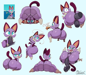 ambiguous_gender anal anal_penetration anthro anthro_penetrated anus balls big_butt biped blep blue_eyes bottomless bottomless_anthro bottomless_female breasts butt clothed clothing dialogue disembodied_hand disembodied_penis double_penetration eyelashes featureless_breasts fellatio female female_anthro female_penetrated feral genitals green_body huge_butt humanoid_genitalia humanoid_penis legs_back looking_at_viewer looking_back looking_pleasured male male/female male_penetrating male_penetrating_female nude nude_anthro nude_female oral penetration penile penile_penetration penis pose profanity pupils purple_body sex shortstack simple_background size_difference smaller_ambiguous smaller_feral smile text thick_thighs tongue tongue_out topless topless_anthro topless_female vaginal vaginal_penetration vulva miso_souperstar rift_fishing arthropod crab crustacean decapod domestic_cat felid feline felis malacostracan mammal absurd_res artist_name colored digital_drawing_(artwork) digital_media_(artwork) english_text hi_res shaded signature