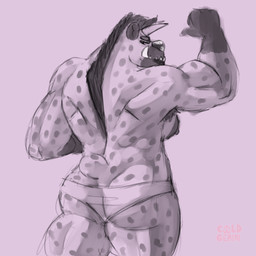 areola breasts butt clothing female horn mane muscular muscular_female nipples panties side_boob solo spots tusks underbite underwear coldgemini monsterpunk gnoll gnoll_(monsterpunk) hyena mammal spotted_hyena 1:1 hi_res sketch