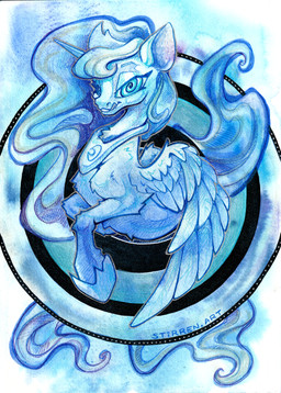 collar female feral hair horn hypnosis hypnotic_eyes long_hair mind_control solo spiral spiral_eyes spread_wings wings stirren friendship_is_magic hasbro my_little_pony mythology princess_luna_(mlp) equid equine mammal mythological_creature mythological_equine winged_unicorn absurd_res hi_res huge_filesize traditional_media_(artwork)