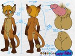animal_genitalia anthro balls blue_eyes ear_tuft erection front_view fully_sheathed genitals knot male multiple_poses nude nude_anthro pose rear_view sheath smile standing tail tail_tuft text tuft zephyrpanthur canid canine felid hybrid mammal 2025 english_text hi_res model_sheet