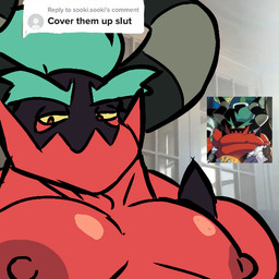 breasts exposed_breasts male muscular muscular_male nipples solo text apolonoise cover_them_up_slut sega sonic_the_hedgehog_(series) the_deadly_six zavok humanoid 1:1 english_text