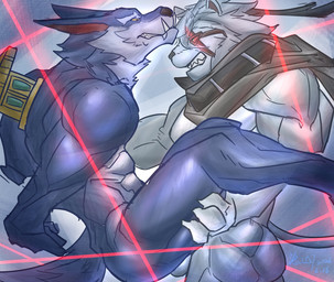 abs anal anal_penetration anthro anthro_on_anthro anthro_penetrated anthro_penetrating anthro_penetrating_anthro balls clenched_teeth duo eye_patch eyewear from_front_position genitals laser male male/male male_penetrated male_penetrating male_penetrating_male mostly_nude muscular muscular_anthro muscular_male nude obscured_penetration penetration scarf sex tail teeth luo_shan786 league_of_legends riot_games tencent rengar_(lol) warwick_(lol) canid canine canis felid lion mammal pantherine wolf 2026 hi_res
