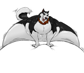 belly big_belly bodily_fluids claws collar collar_only drooling fangs feral first_person_view hand_on_belly huge_belly hyper hyper_belly looking_at_viewer male morbidly_obese morbidly_obese_feral morbidly_obese_male mostly_nude nude obese obese_feral obese_male open_mouth overweight overweight_feral overweight_male paws saliva saliva_string solo tail tail_motion tailwag teeth tongue hectorthewolf balto_(series) universal_studios steele_(balto) canid canine canis domestic_dog husky mammal nordic_sled_dog spitz 2026 hi_res