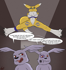 angry anthro bdsm bondage bound breasts bruised bruised_eye claws dialogue female flexible fur genitals hands_behind_back nipples nude restraints rope simple_background splits spread_legs spreading stealth tail text vulva white_body white_fur yellow_body yellow_fur jedader bandai_namco digimon canid canine digimon_(species) fox gazimon mammal renamon digital_media_(artwork) english_text hi_res