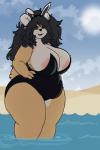 anthro areola areola_slip beach belly big_breasts big_butt biped breasts bunny_costume butt clothed clothing costume curvy_figure fake_ears fake_rabbit_ears female fingers fur hair huge_breasts looking_at_viewer nipples one-piece_swimsuit open_mouth outside overweight overweight_anthro overweight_female sand seaside sky smile solo swimwear thick_thighs voluptuous water wide_hips mexifurfoof georgie_(mexifurfoof) cricetid hamster mammal rodent 2020 digital_drawing_(artwork) digital_media_(artwork)