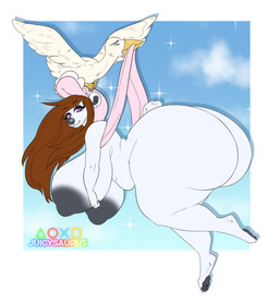anthro butt delivery_(commerce) female flying food_delivery juicysaurus overweight solo wide_hips avian bear bird mammal pelecaniform pelican polar_bear ursine absurd_res hi_res