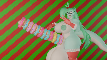 balls big_balls big_breasts breasts christmas_clothing clothing eyewear genitals glasses green_hair gynomorph hair holidays intersex penis solo z-z christmas rose_(fairyfud) lizard reptile scalie 16:9 hi_res widescreen
