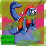 1:1 anthro big_penis blue_body bodily_fluids bubble bubble_filling christmas christmas_clothing christmas_headwear clothing cum cum_inside ejaculation fart fart_cloud fart_fetish fizzy_pop_the_popplio floppy_ears gassy gassybigears69 generation_7_pokemon genital_fluids genitals gynomorph hat headgear headwear hi_res holidays intersex looking_pleasured nintendo open_mouth orgasm penis pokemon pokemon_(species) pokemorph popplio santa_hat sex_toy sexybigears69 smelly solo text thick_thighs